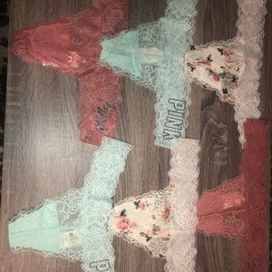 PINK VS LACE THONGS